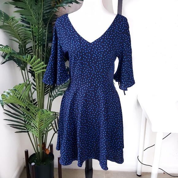 mango blue polka dot dress